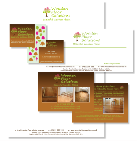 Wooden Floor Solutions stationery & marketing illustrtion